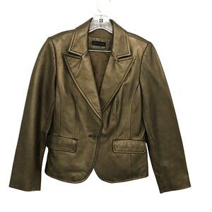 CONTEXT  Bronze Leather Blazer Jacket Womens Size M